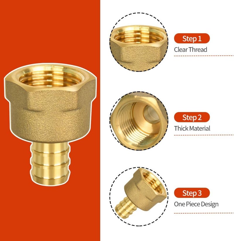 Ruby Q 5 Pack PEX 1/2" x 1/2" NPT Female Fittings, Full Port for PEX pipes in plumbing jobs - Image 4